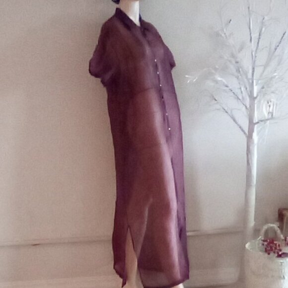 J.Jill Embroidered  Maxi Tall 100% Silk Duster / Cover Up 1X - Picture 3 of 6